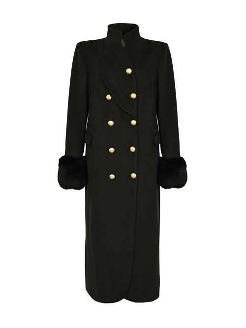 Cappotto CD1217 con inserti in pelliccia di volpe Nero YES LONDON | CD1217NERO